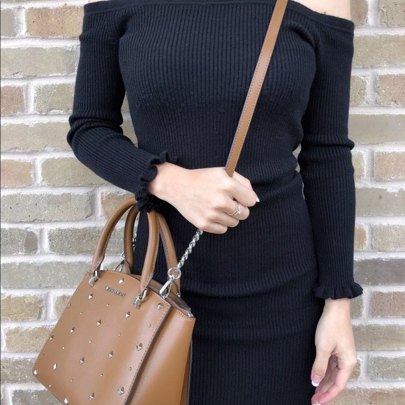 Michael Kors Ellis Small Satchel Stud Brown - Picture 3 of 8